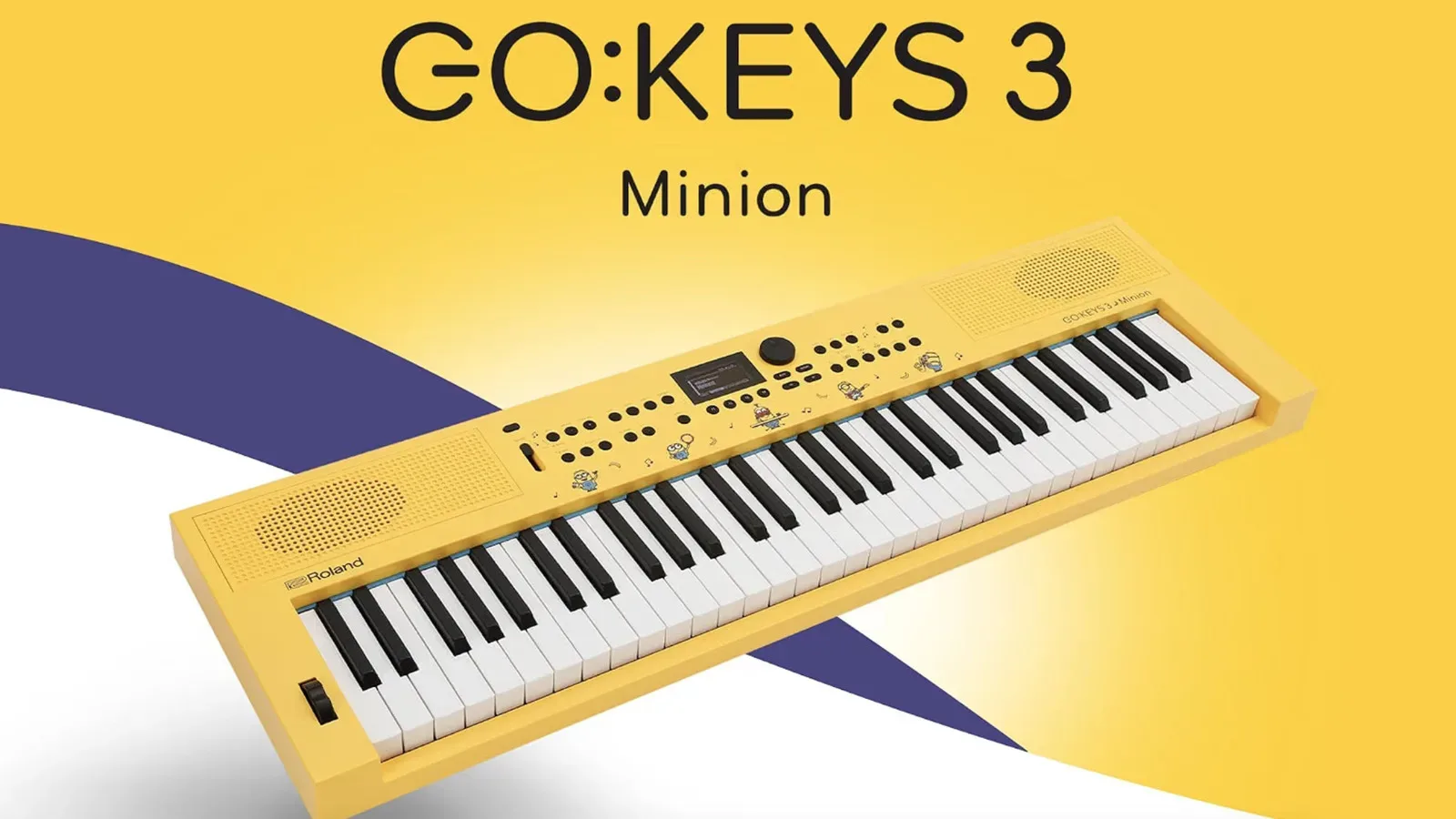 Roland GO:KEYS 3 Minion yellow 61-key portable keyboard with Minions artwork and blue trim