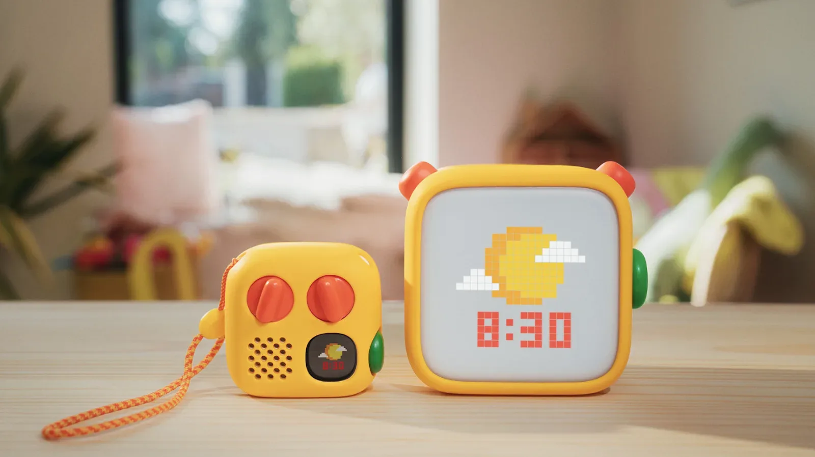 Fourth-generation Yoto Player with pixel display and green favorites dial