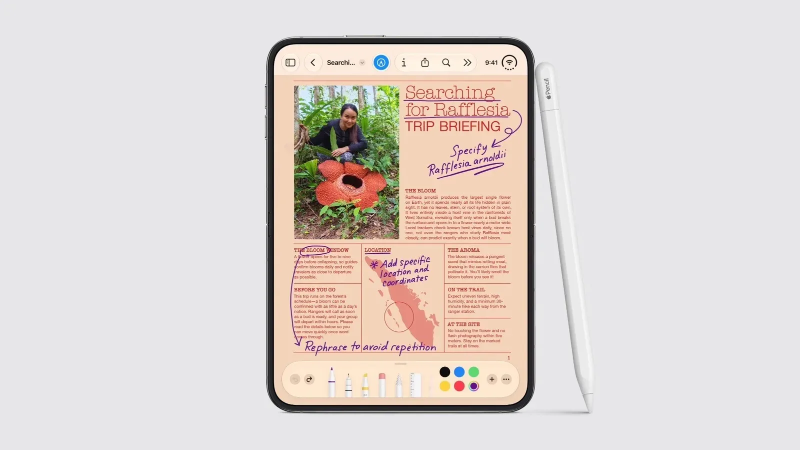 Apple Pencil USB-C beside an unfolded iPhone Duo display