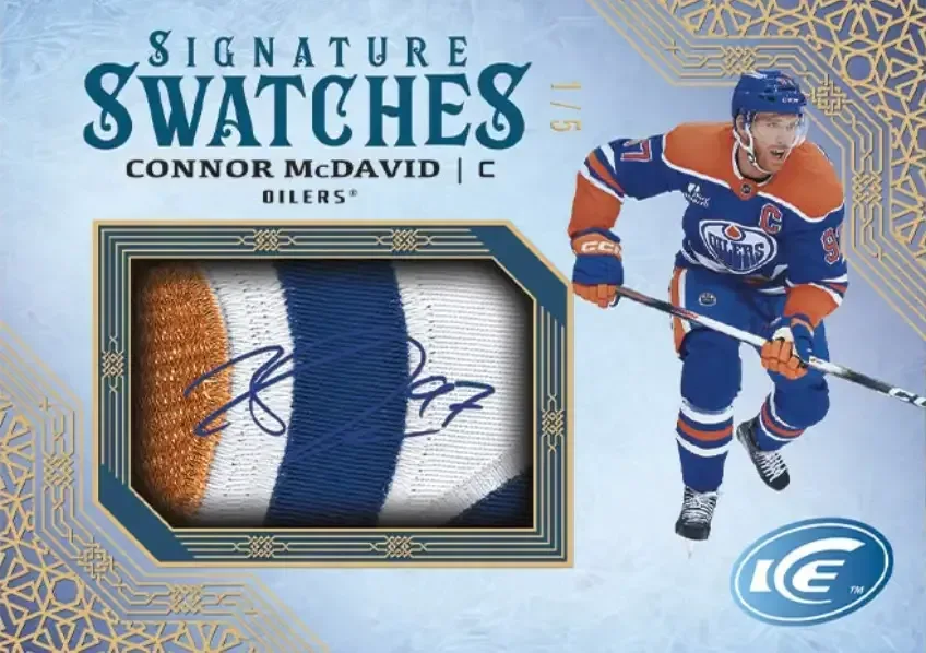 2025-26 Upper Deck ICE Hockey Signature Swatches Connor McDavid autograph card