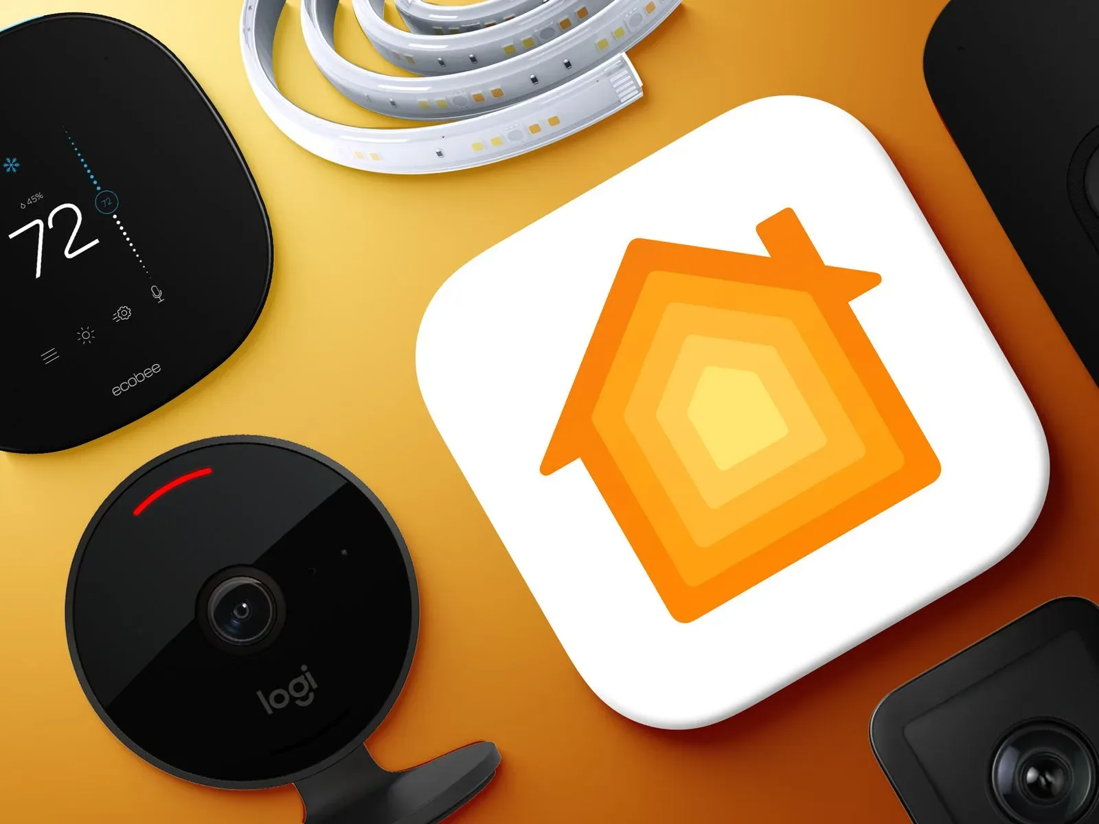 Smart-home hub and wireless security camera in a modern home