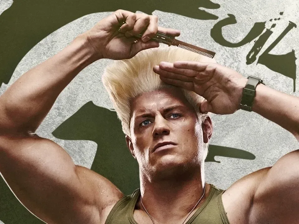 Cody Rhodes wearing AMC’s Guile hair popcorn bucket