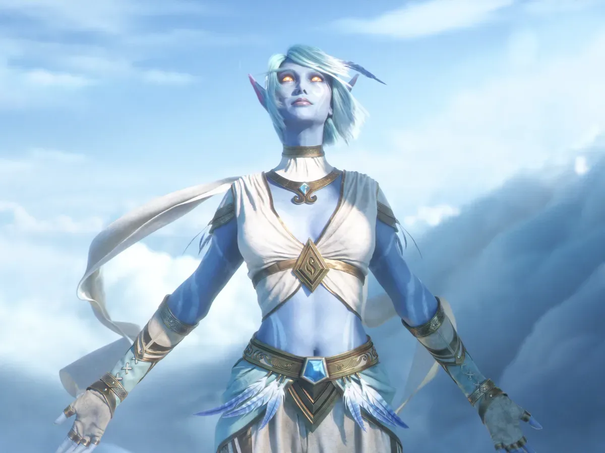 A group of World of Warcraft: Forever adventurers forming a party in a crowded quest zone