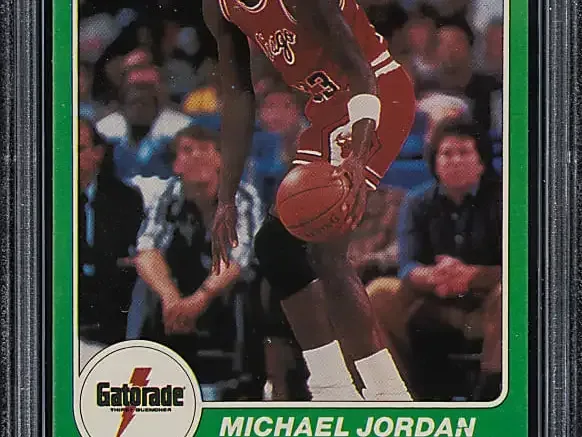 1985 Star Company Gatorade Slam Dunk #7 Michael Jordan card graded PSA 8