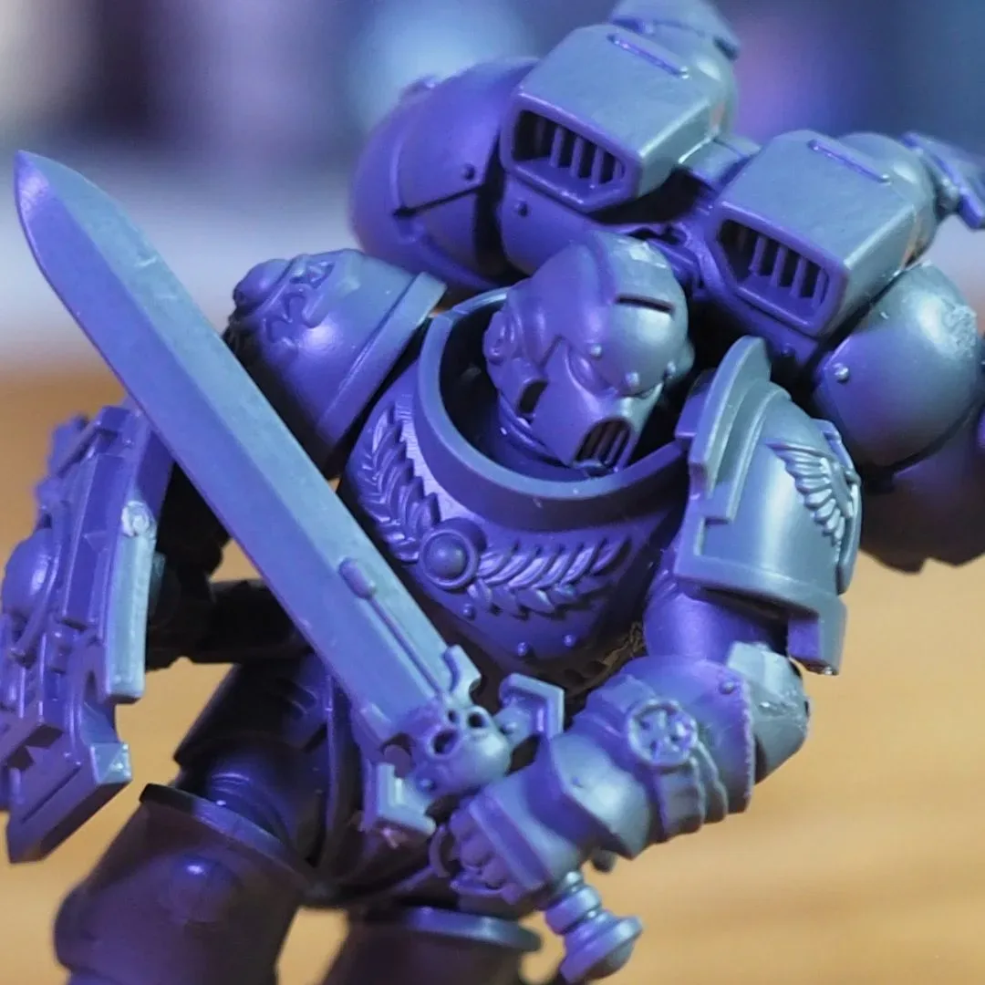 Space Marine Captain on Bike miniature posed for a fast assault force