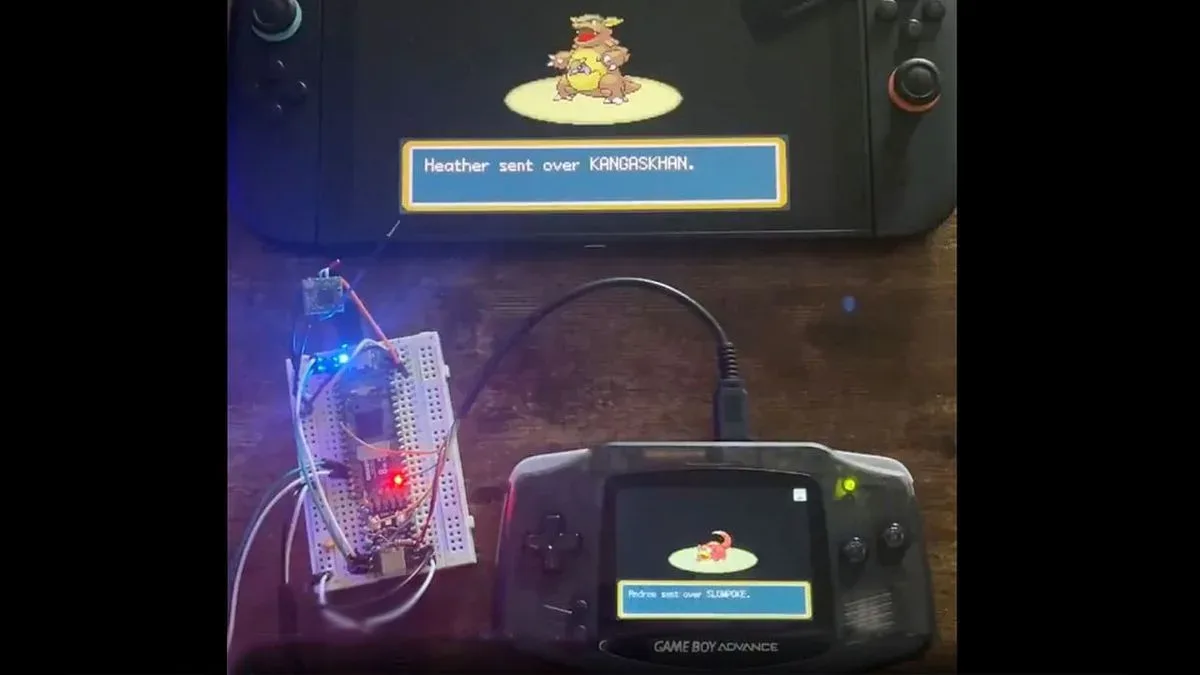 Prototype Game Boy Advance-to-Switch-era adapter used for Pokémon trading