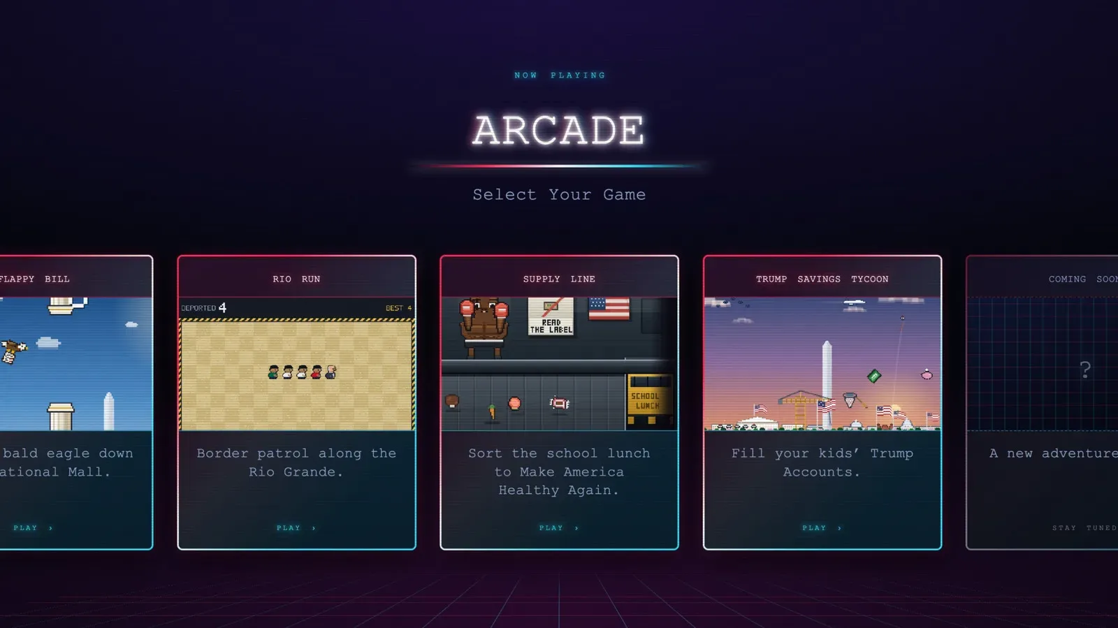 A falling-block puzzle game screen representing the removed Build the Wall browser game