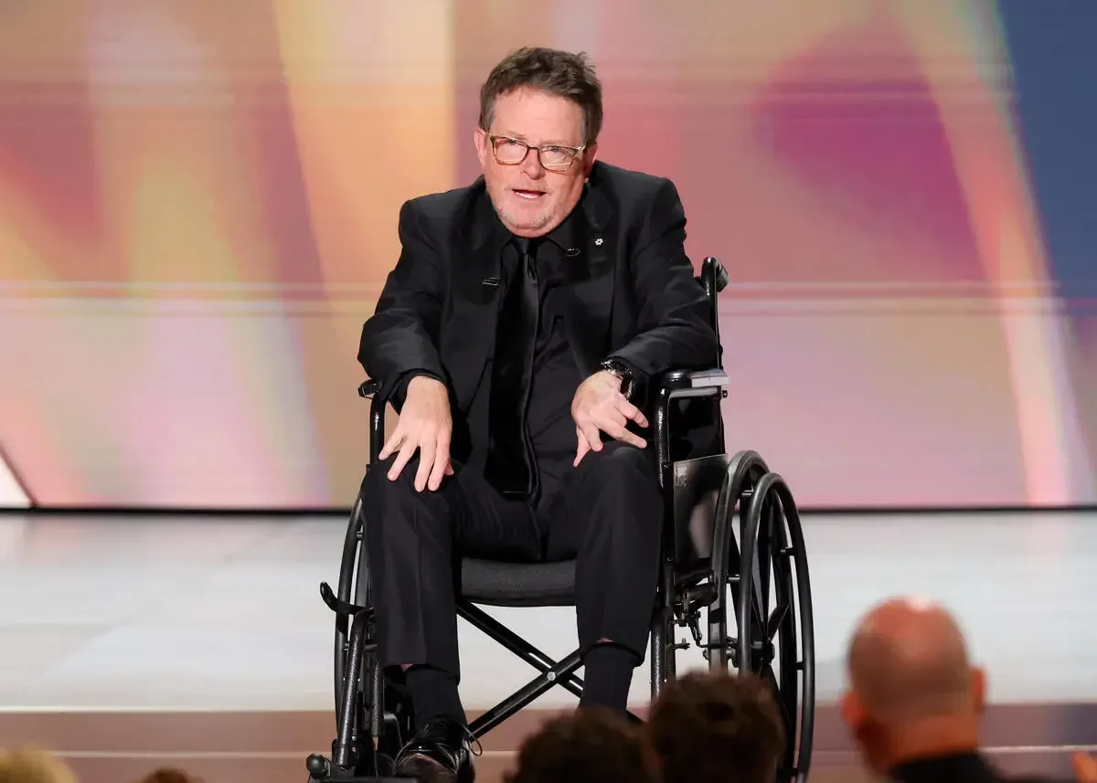 Michael J. Fox accepting the Bob Hope Humanitarian Award at the Emmys
