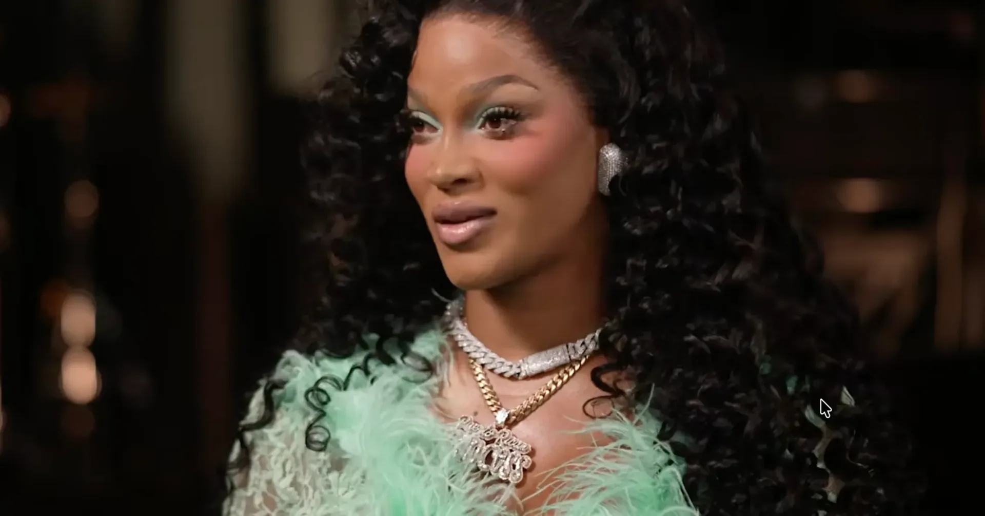 Joseline Hernandez speaking during an interview