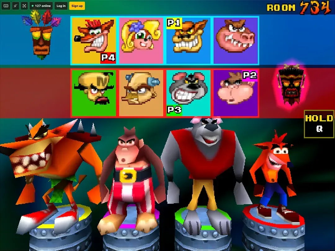 Crash Bash Online party-game arena in a web browser