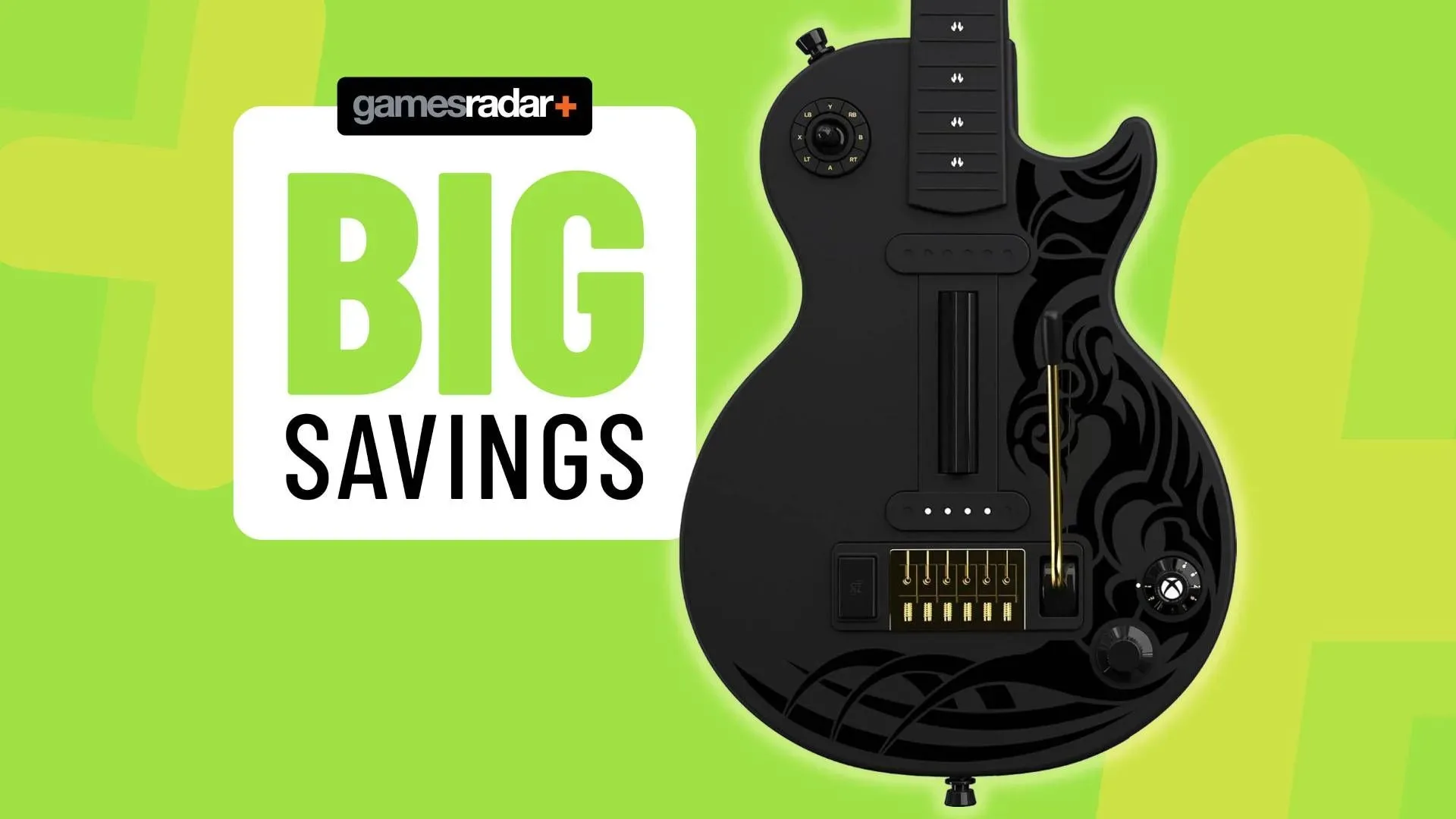Image of the CRKD Gibson Les Paul guitar controller on a light green GamesRadar+ background.