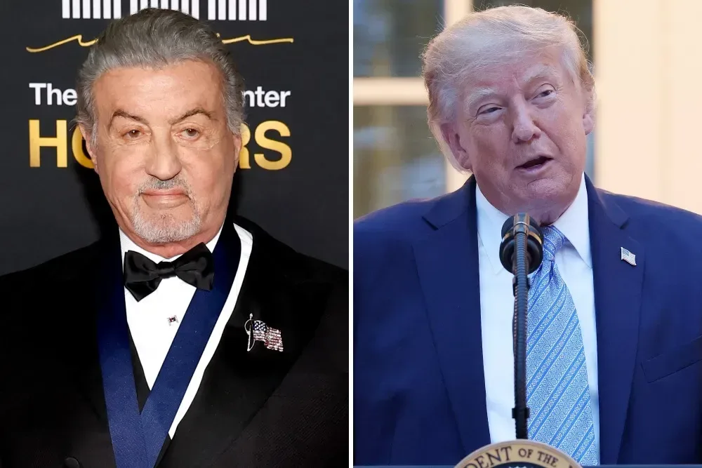 Sylvester Stallone speaking at a public event