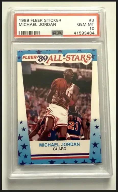Michael Jordan 1989-90 Fleer Basketball All-Stars Sticker #3 in PSA 10 holder