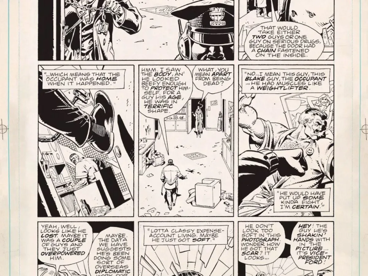 Preview page from DC W.I.P. Watchmen #1 featuring Rorschach journal narration