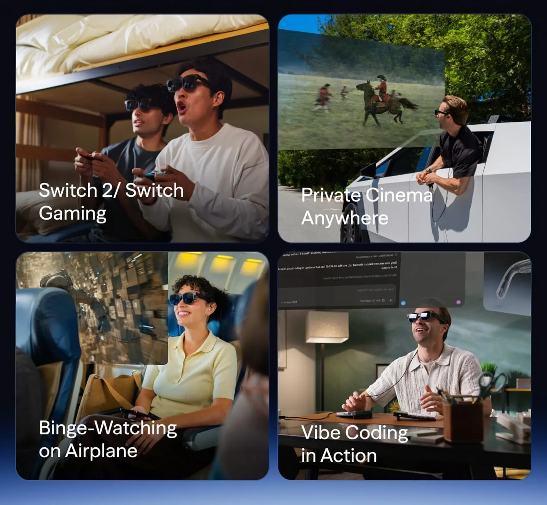 Viture Pro 2 XR/AR glasses showing a virtual display for portable gaming