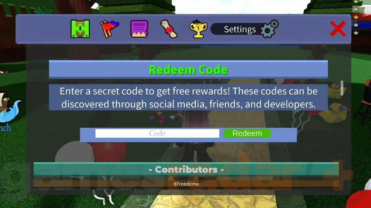 The Build a Boat for Treasure codes redemption screen in-game.