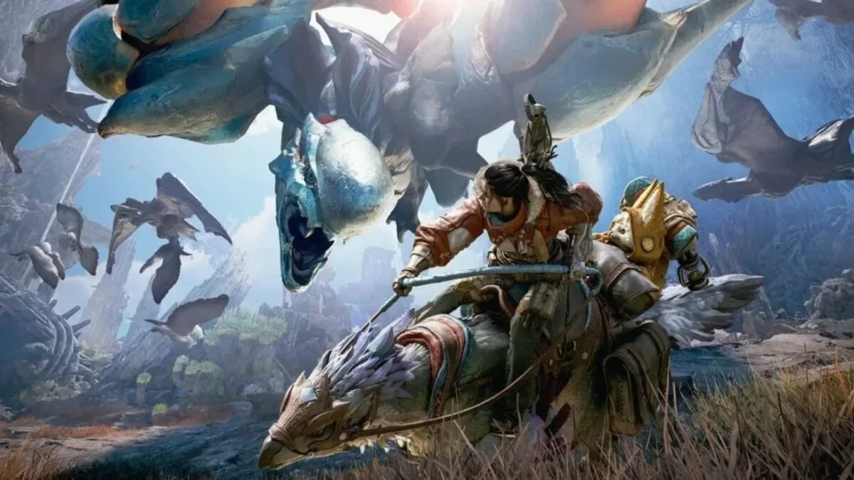 Monster Hunter Wilds Ascendance hunters face a monster in the Skybound Eyrie