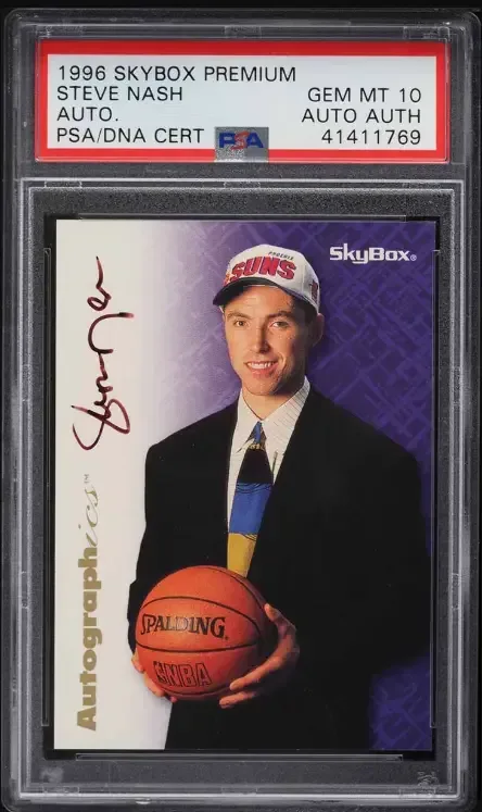 1996 SkyBox Autographics Kevin Garnett black-ink autograph card