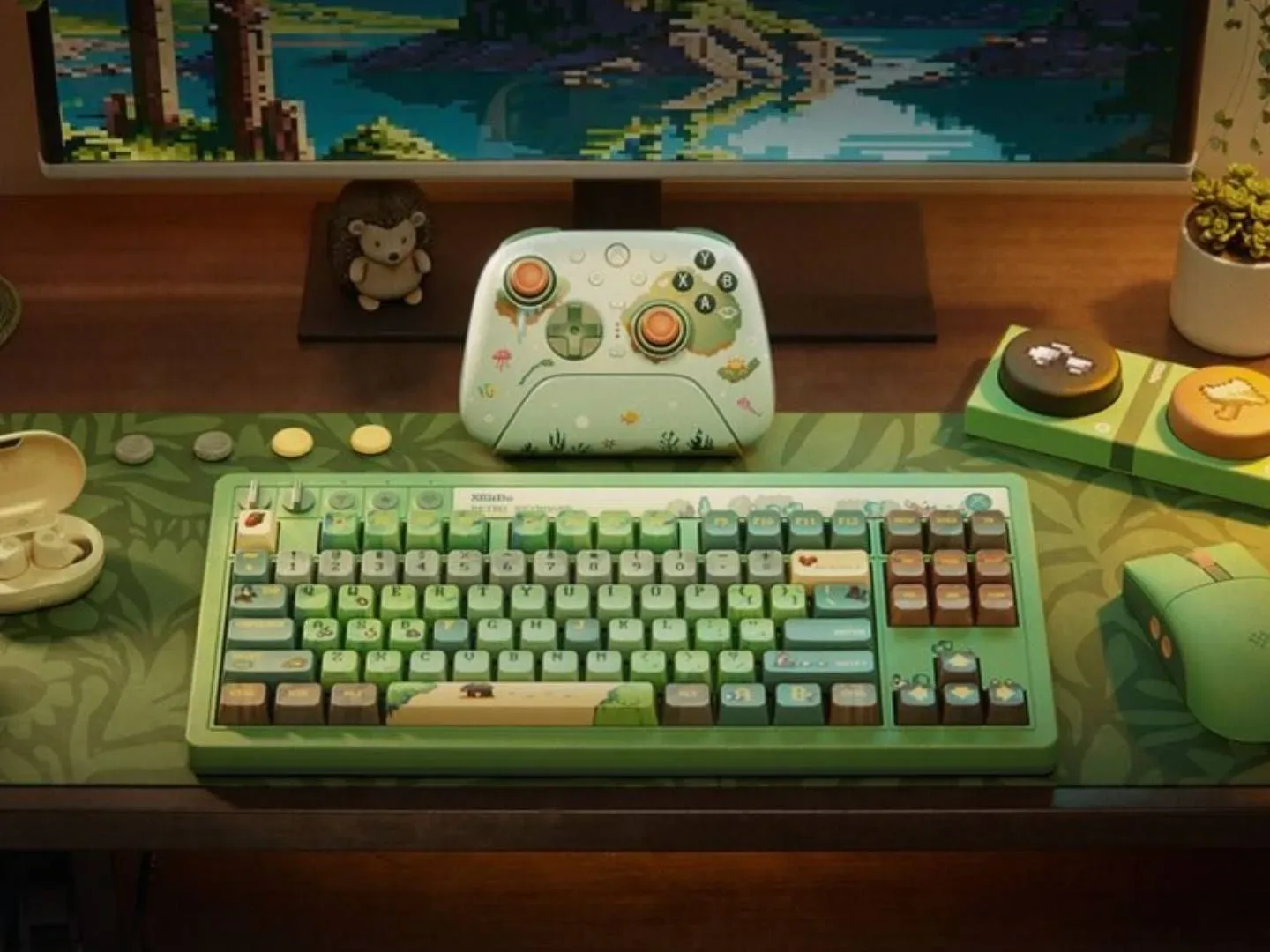 8BitDo Ultimate 3 Controller Mossy Lagoon with pixel jellyfish and crab artwork