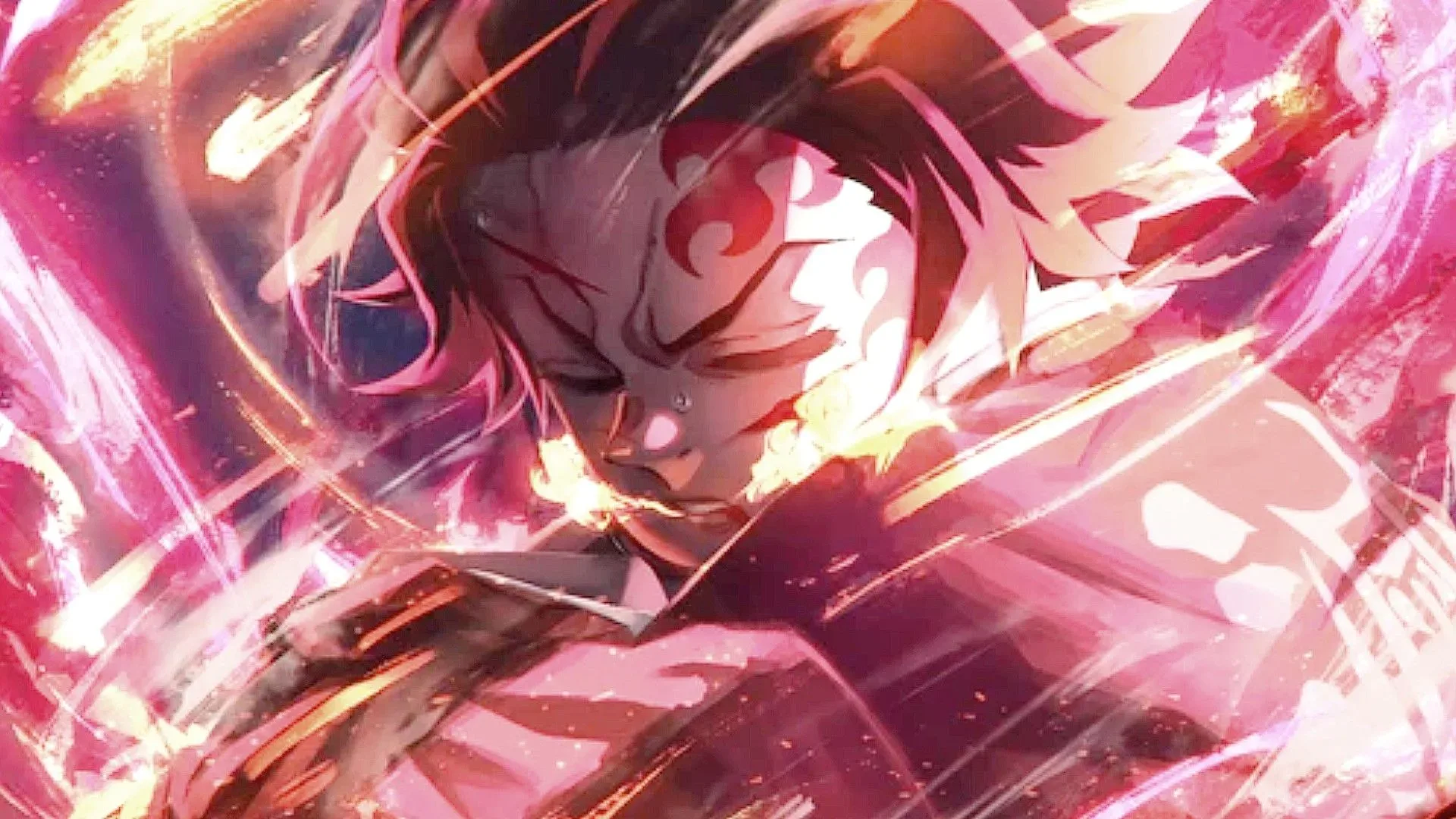An anime character with flames on their face in Anime Fighting Simulator