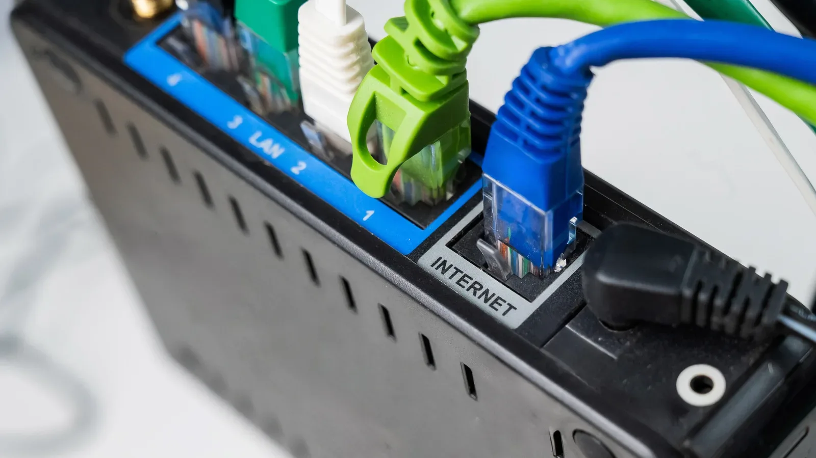 Ethernet cable connected to a gaming PC network port