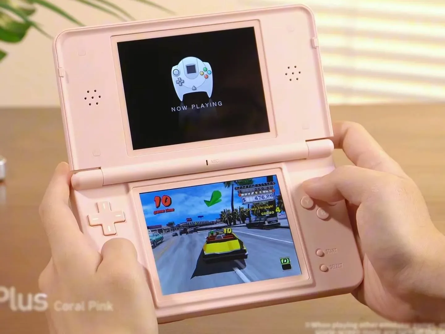Anbernic RG DS Plus shown running retro games from multiple console platforms