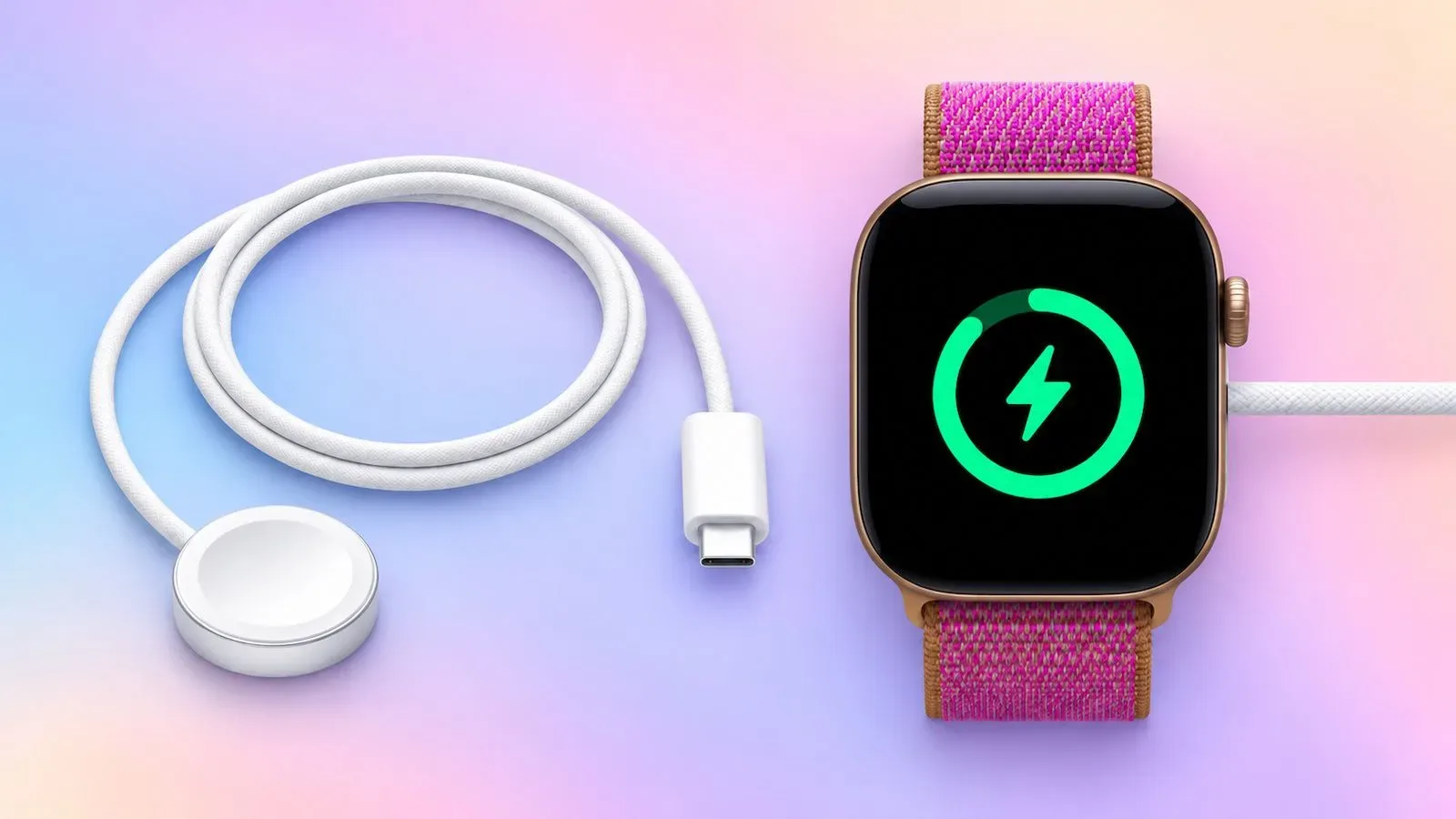 Apple Watch Magnetic Fast Charger to USB-C Cable with magnetic charging puck