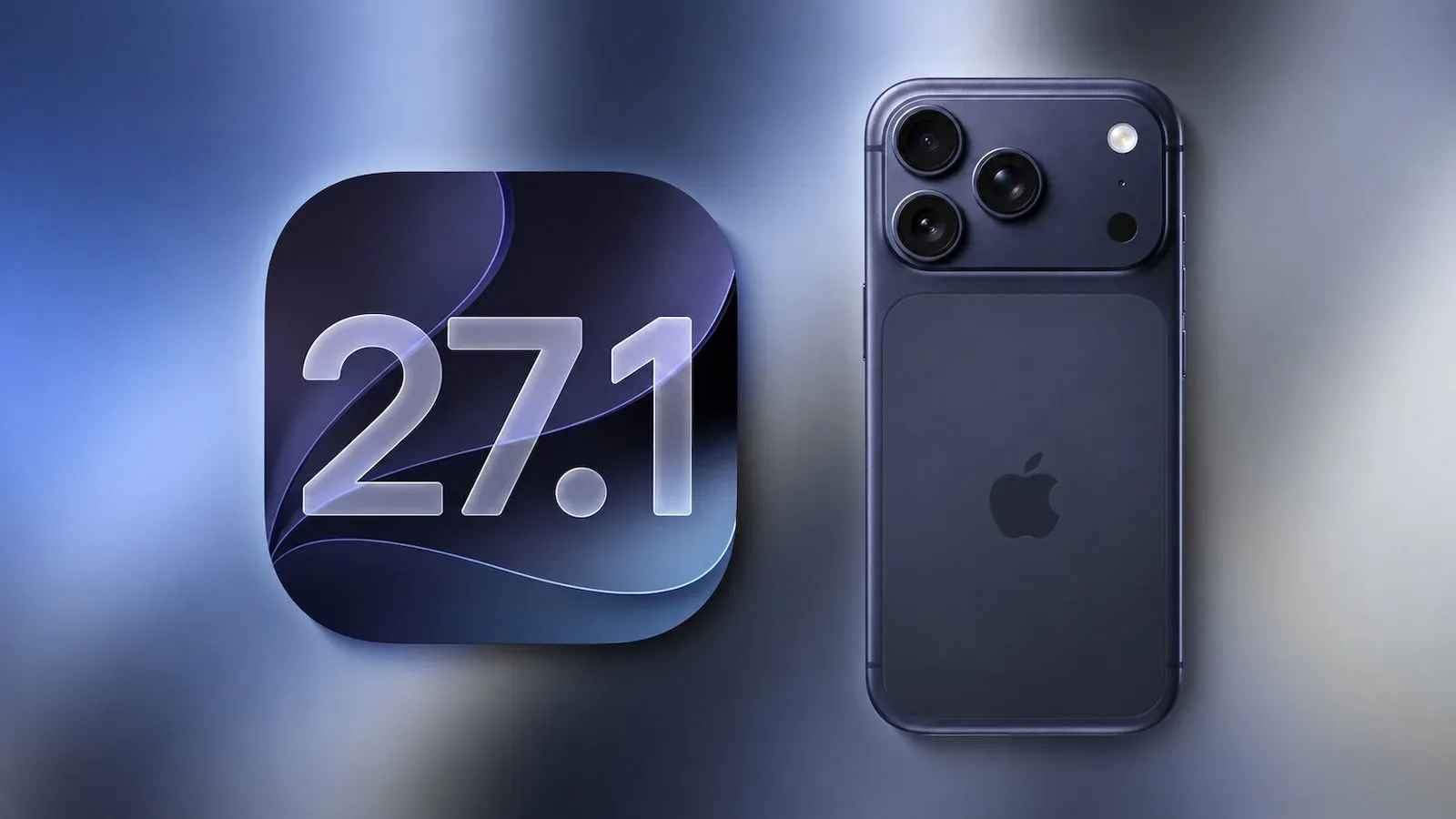 iPhone Duo shown folded beside an iOS 27.1 update screen