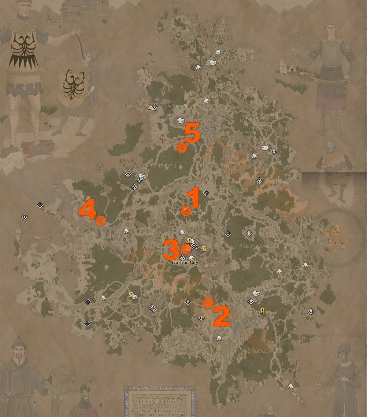 Map showing the locations of all Sanzhana in The Blood of Dawnwalker