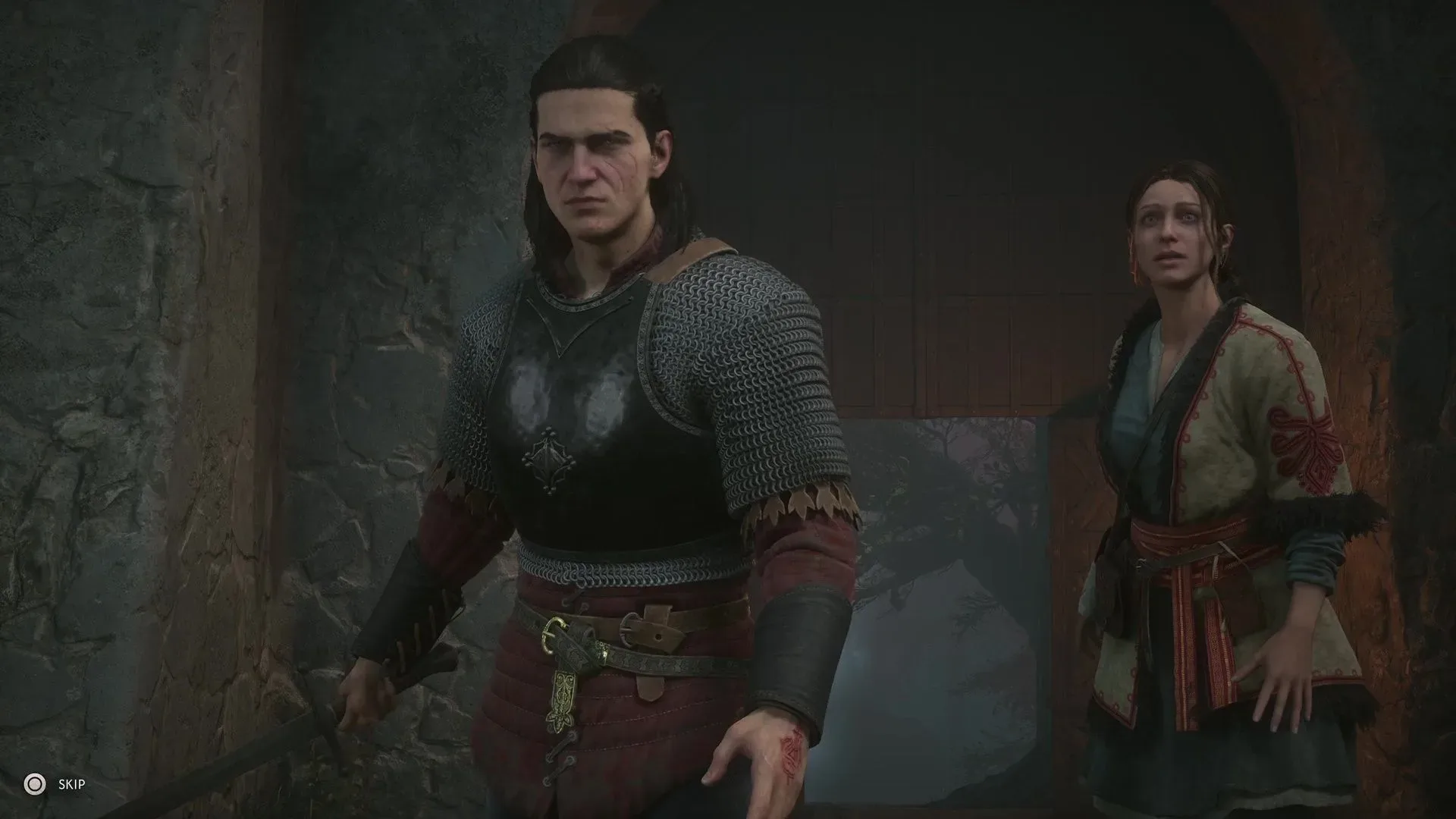 Coen and Anca at night in The Blood of Dawnwalker