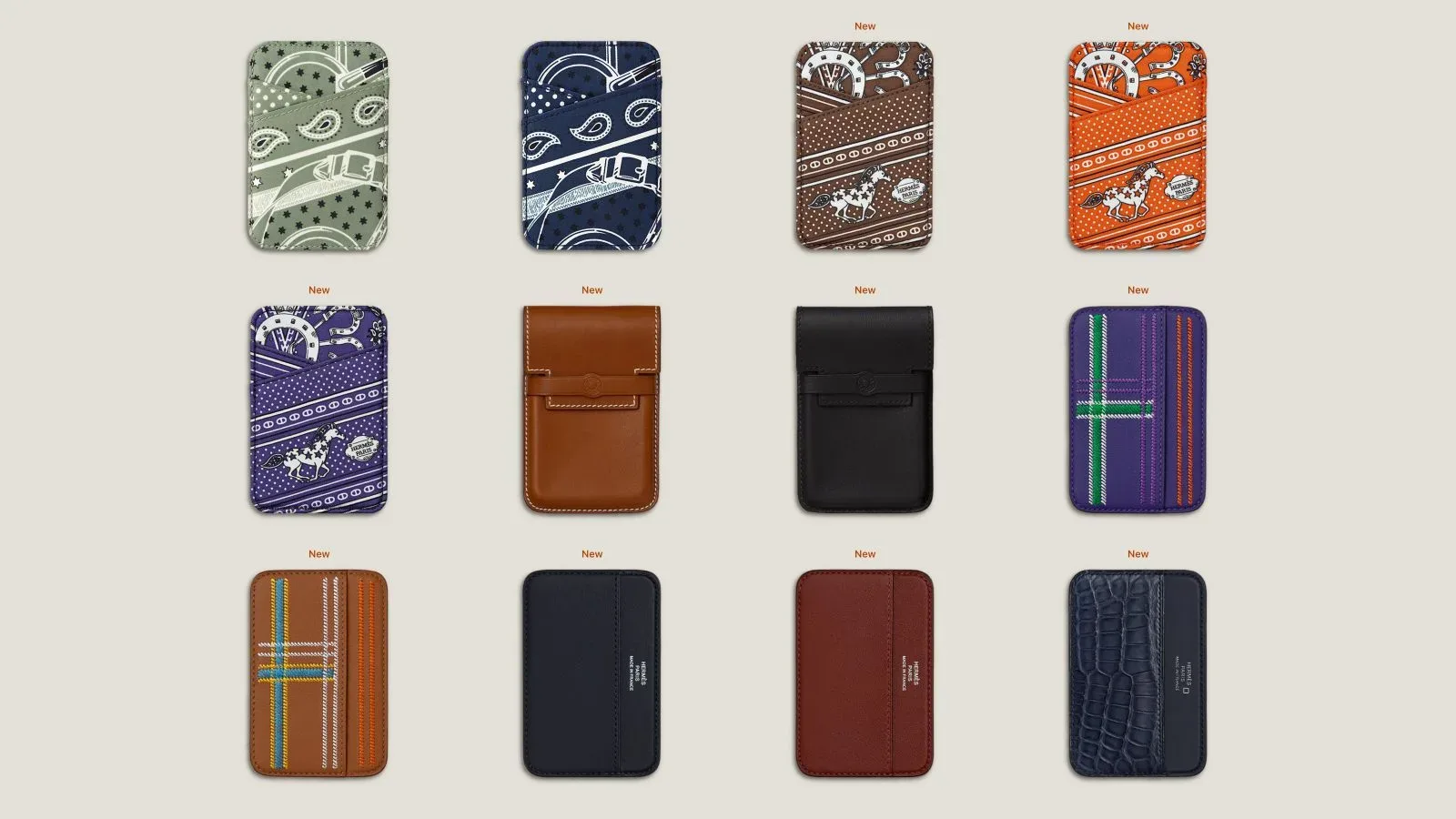 Hermès MagSafe wallet attached to the back of an iPhone