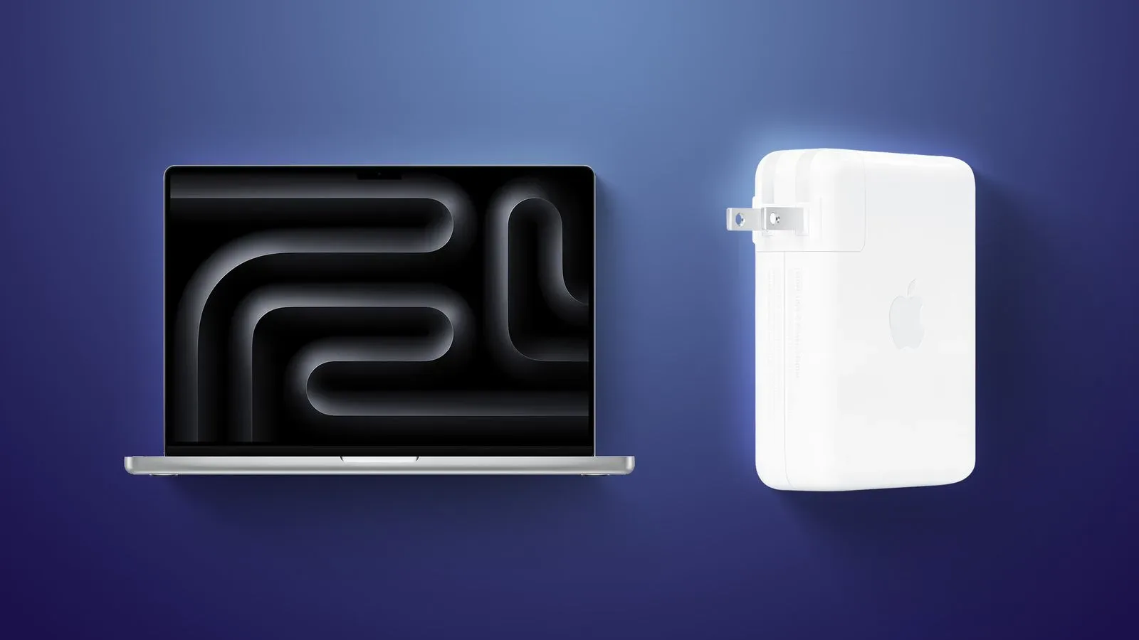 Apple 140W USB-C Power Adapter connected to a Mac for automatic firmware update