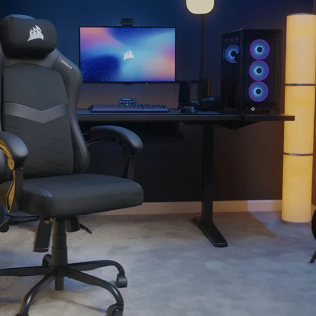 A Corsair TC80 gaming chair in a gaming/office space