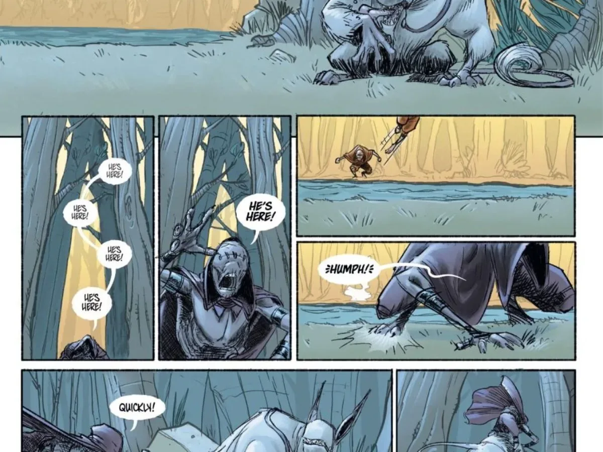 Zeek, the goat-like orphan librarian from Sunder #1, with a magical book