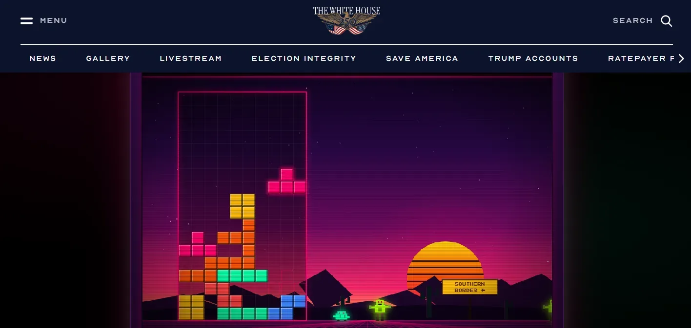 A falling-block puzzle game interface with a wall-building theme