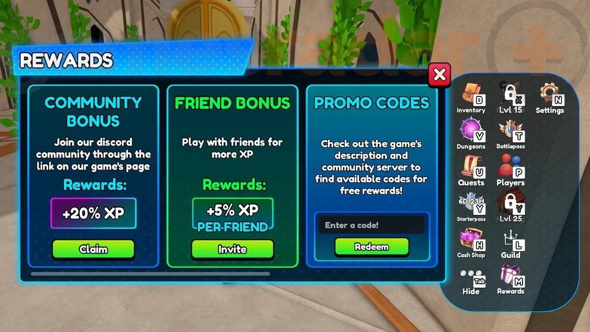 The World Zero codes redemption box found in-game.