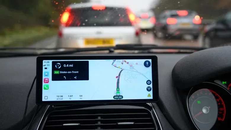 CarPlay displaying directions on a navigation app.