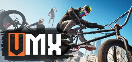 VMX VR rider performing an aerial trick in a skatepark