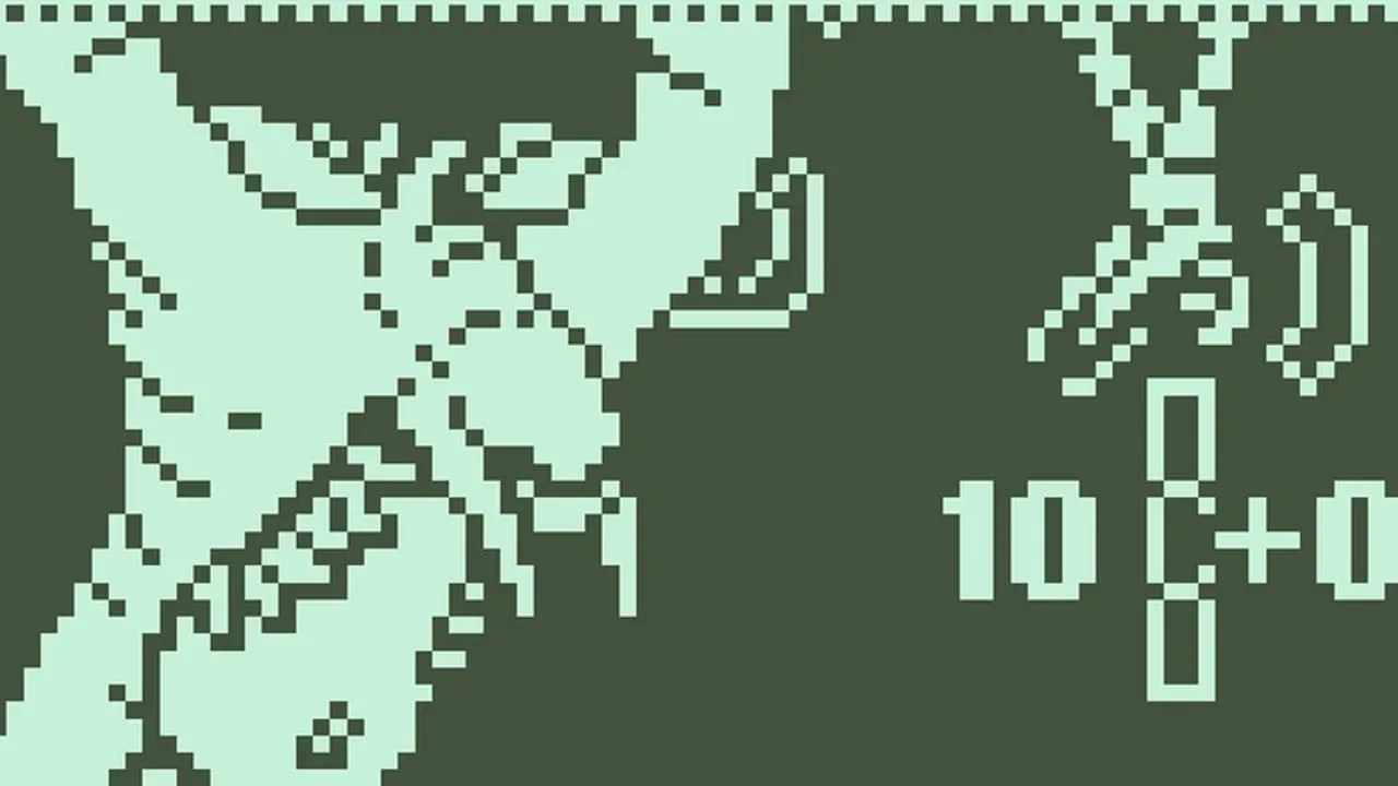 Two-colour survival-horror scene from the Nokia 3310-inspired Dead Space demake