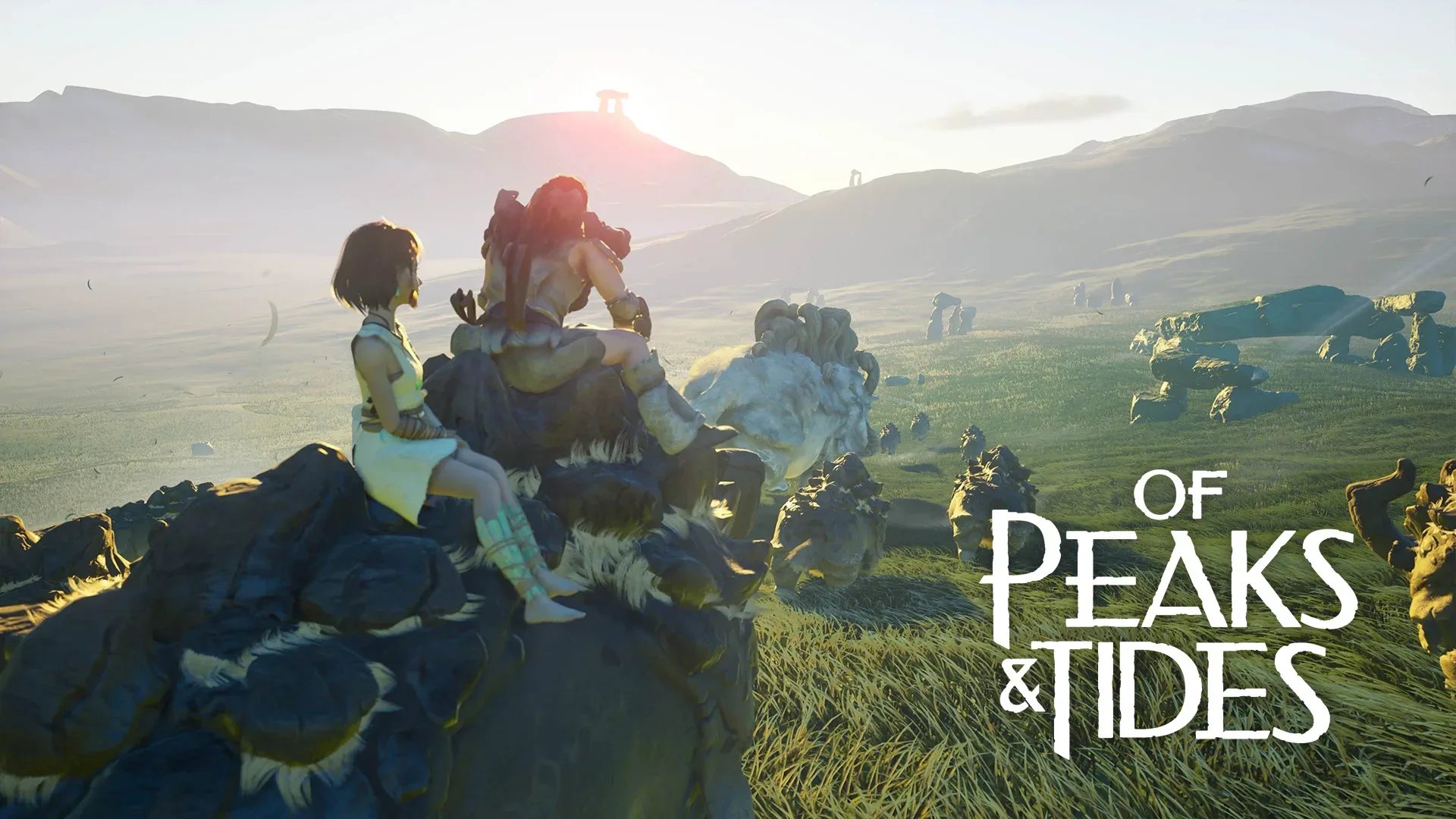 A giant creature carries a player-built mobile base in Of Peaks and Tides