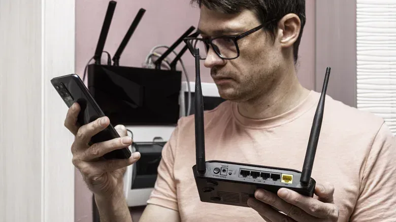 Router administration settings showing access point and switch options