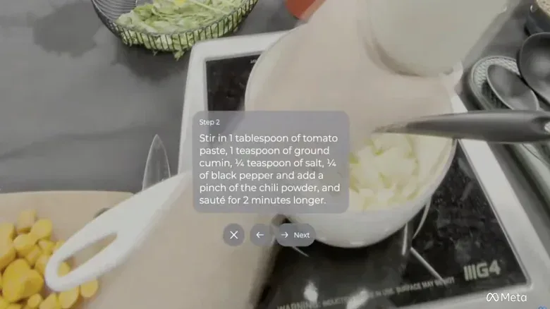 Cook using hands-free audio recipe guidance with smart glasses