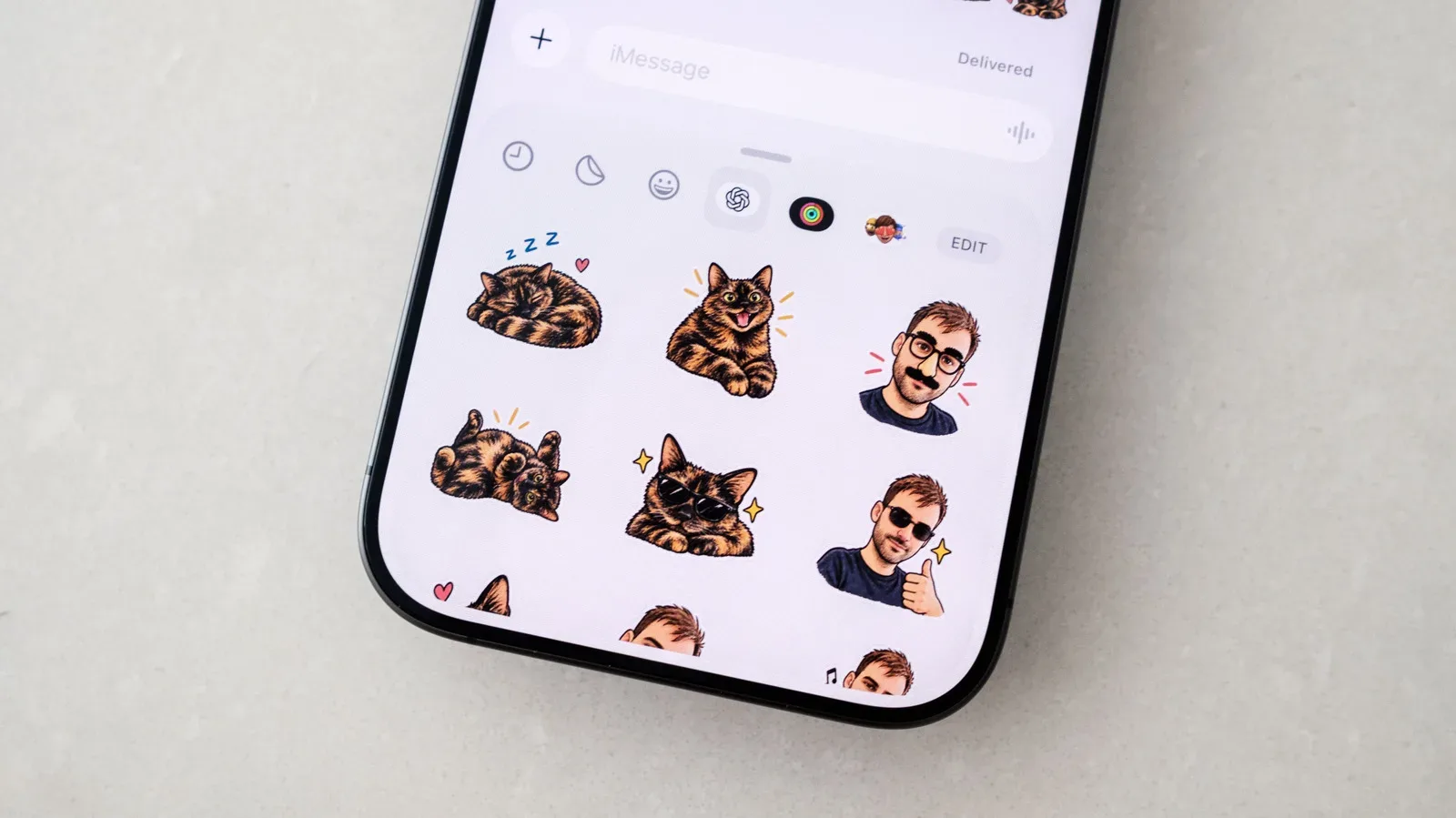 ChatGPT mobile app showing the Images section and Stickers option