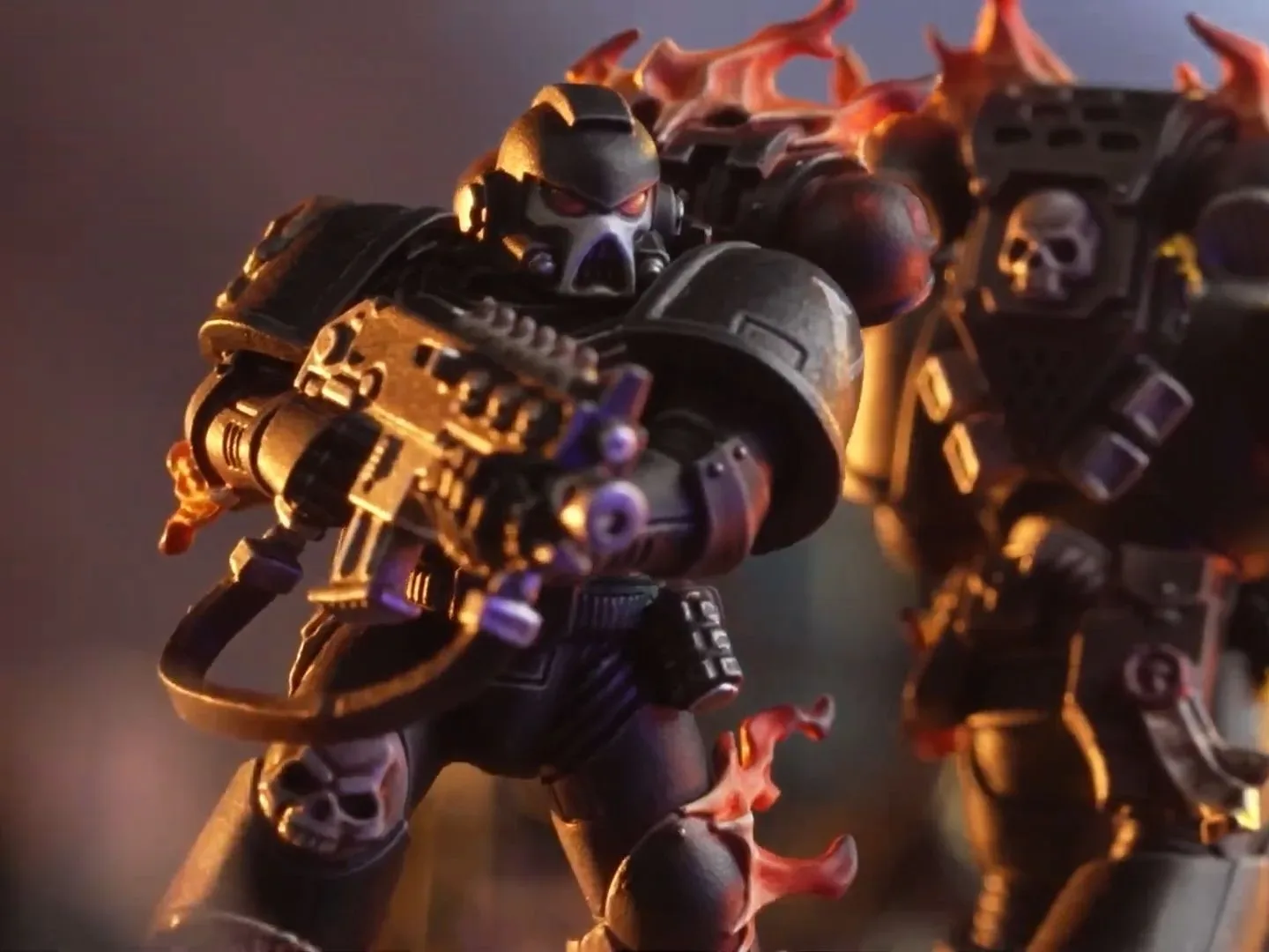 Warhammer Kill Team Legion of the Damned Space Marine aiming a bolter