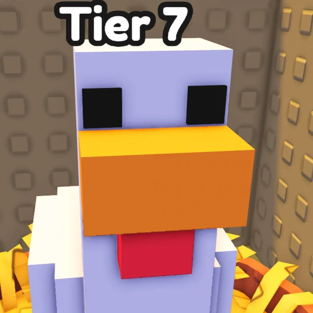 A close up of a Goose Chicken in Chicken Farm on Roblox.