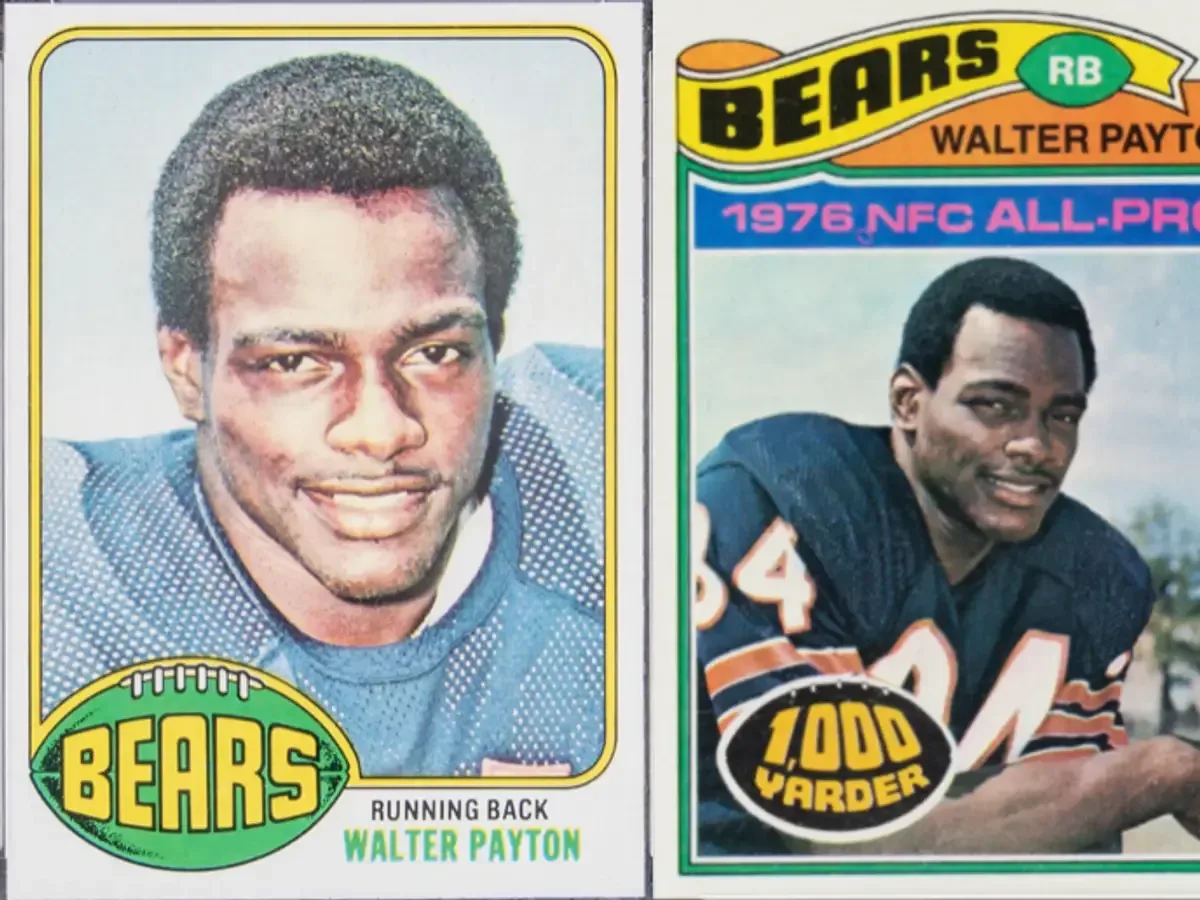 Signed 1976 Topps Walter Payton rookie card with PSA card and autograph grades