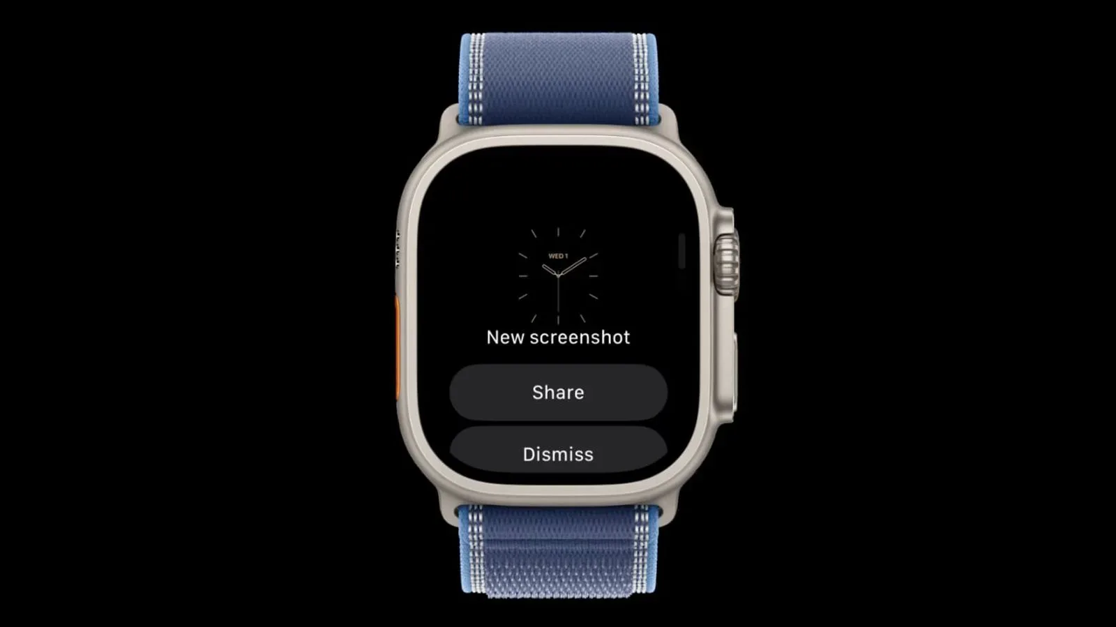 Apple Watch displaying a possible screenshot preview interface