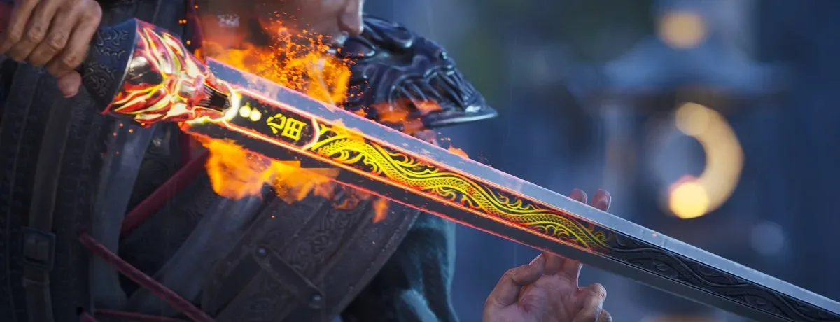 Burning Sword: Death Sun key art featuring its wuxia sword-fighting protagonist