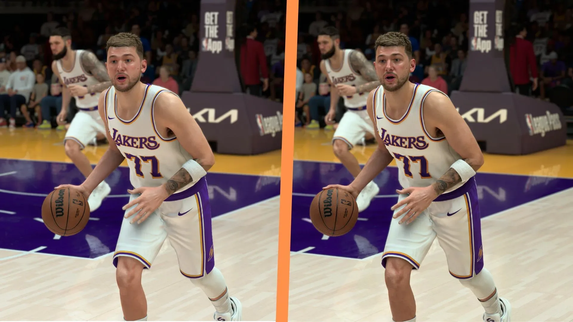 NBA 2K27 basketball arena demonstrating DLSS 5 visual enhancement