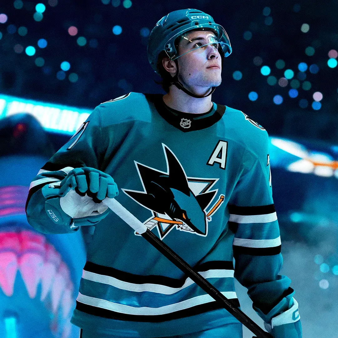 NHL 27 hockey game broadcast presentation with commentator graphics